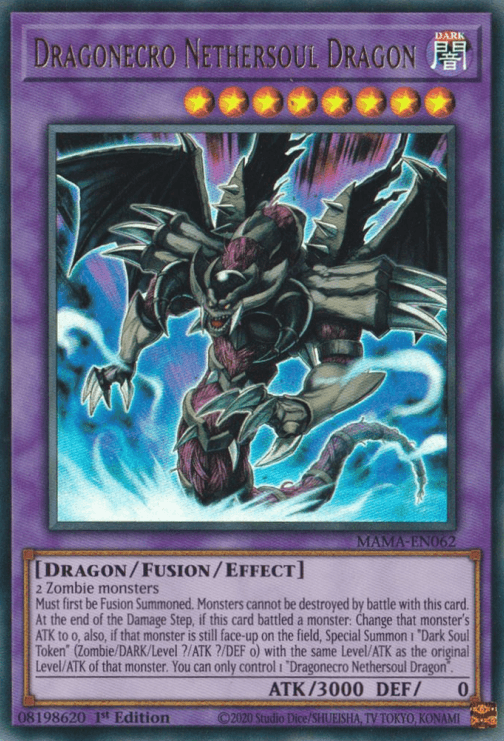 1st Edition, Dragon, Fusion/Effect Monster, Light, Magnificent Mavens, Ultra Rare Dragonecro Nethersoul Dragon [MAMA-EN062] Ultra Rare - Trading Card World