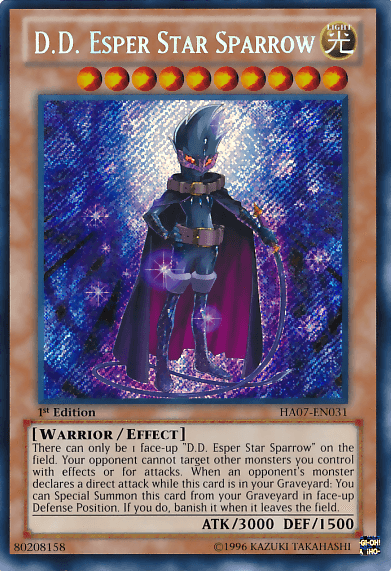 1st Edition, Effect Monster, Hidden Arsenal 7: Knight of Stars, Light, Secret Rare, Unlimited, Warrior D.D. Esper Star Sparrow [HA07-EN031] Secret Rare - Trading Card World