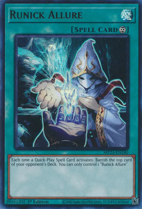 1st Edition, Continuous Spell, Dueling Heroes Collectors Tin - Mega Pack (25th Anniversary Edition), Spell, Ultra Rare Runick Allure [MP23-EN240] Ultra Rare - Trading Card World
