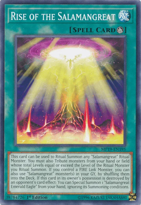 1st Edition, 2019 Gold Sarcophagus Tin Mega Pack, Common, Ritual Spell, Spell, Unlimited Rise of the Salamangreat [MP19-EN195] Common - Trading Card World