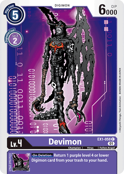 Champion, Classic Collection, Common, Digimon, EX1-058, Fallen Angel, Purple, Virus Devimon [EX1-058] [Classic Collection] - Trading Card World