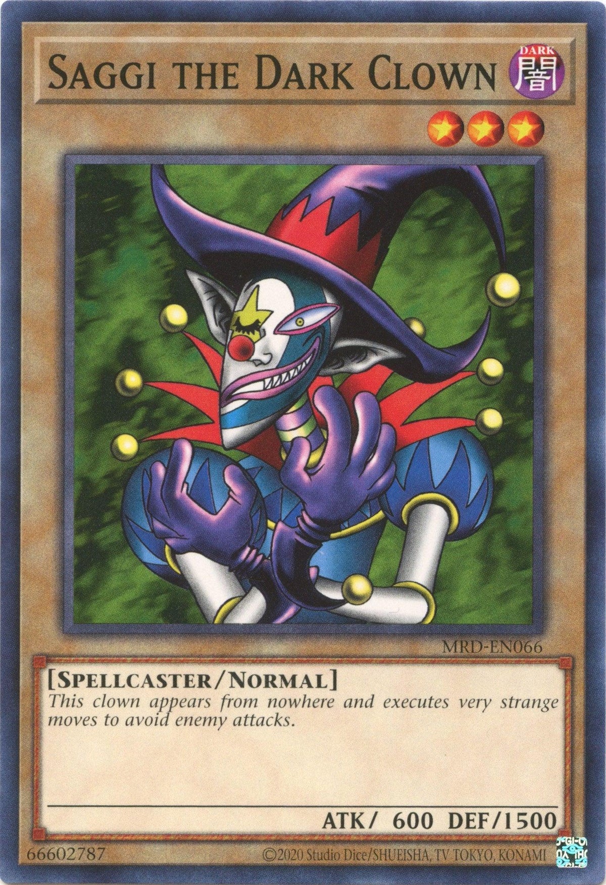 Common, Dark, Metal Raiders (25th Anniversary Edition), Normal Monster, Spellcaster, Unlimited Saggi the Dark Clown (25th Anniversary) [MRD-EN066] Common - Trading Card World