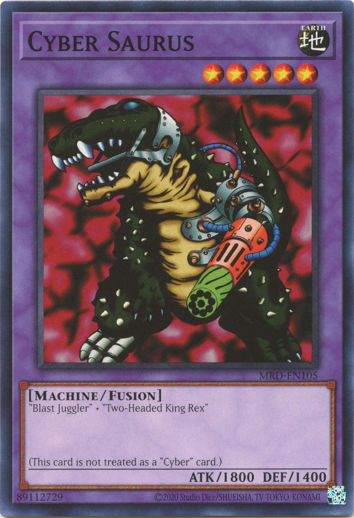 Common, Earth, Fusion Monster, Machine, Metal Raiders (25th Anniversary Edition), Unlimited Cyber Saurus (25th Anniversary) [MRD-EN105] Common - Trading Card World