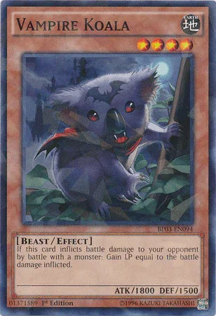 1st Edition, Battle Pack 3: Monster League, Beast, Earth, Effect Monster, Shatterfoil Rare Vampire Koala [BP03-EN094] Shatterfoil Rare - Trading Card World