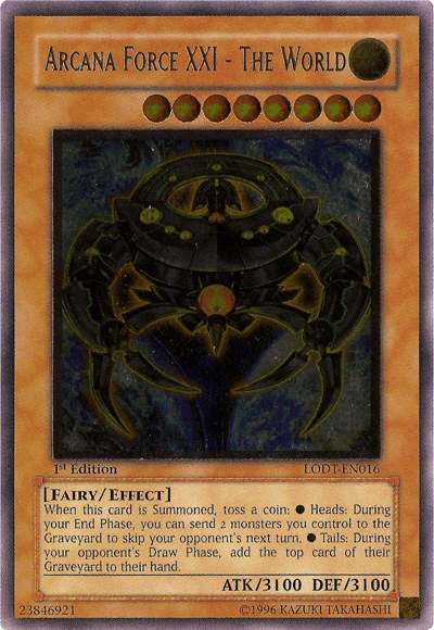 1st Edition, Effect Monster, Fairy, Light, Light of Destruction, Ultimate Rare, Unlimited Arcana Force XXI - The World [LODT-EN016] Ultimate Rare - Trading Card World