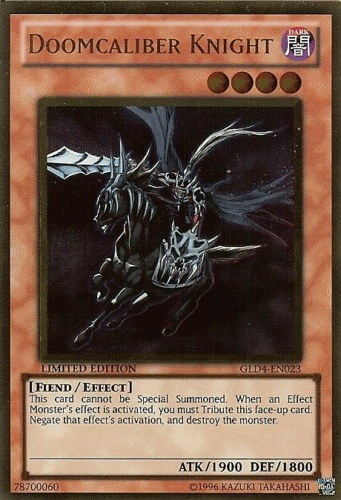 Dark, Effect Monster, Fiend, Gold Rare, Gold Series 4: Pyramids Edition, Limited Doomcaliber Knight [GLD4-EN023] Gold Rare - Trading Card World