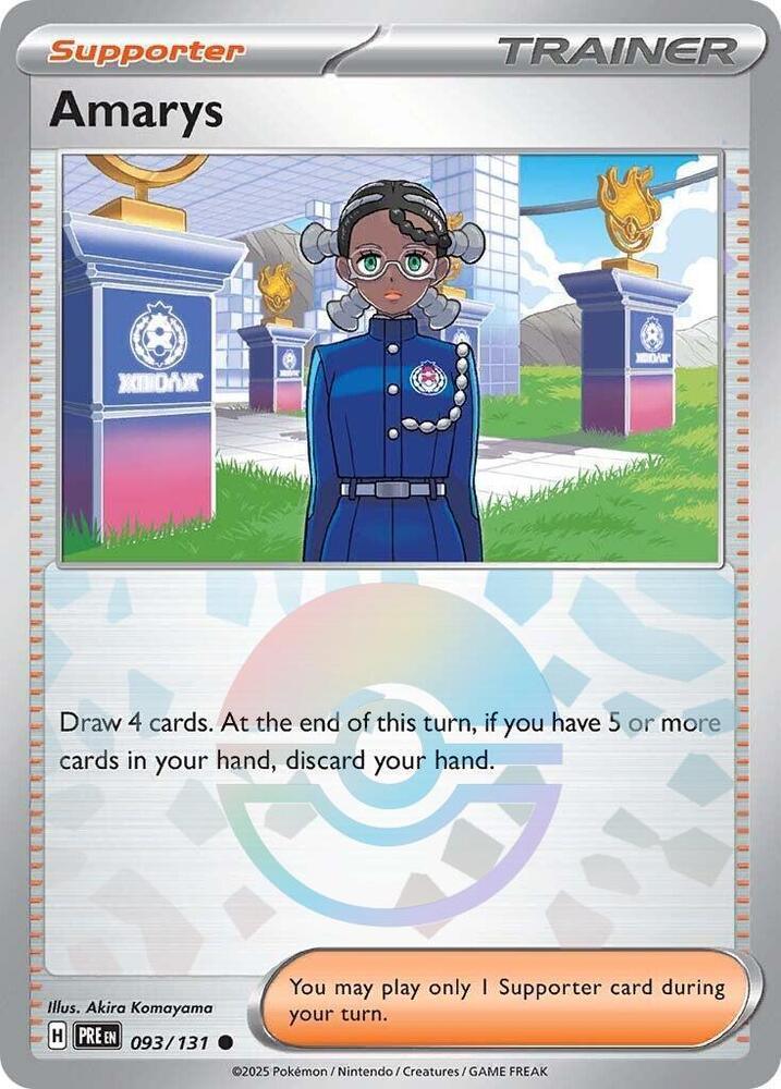093, Common, Holofoil, Scarlet & Violet: Prismatic Evolutions, Supporter Amarys (093/131) (Poke Ball Pattern) [Scarlet & Violet: Prismatic Evolutions] - Trading Card World