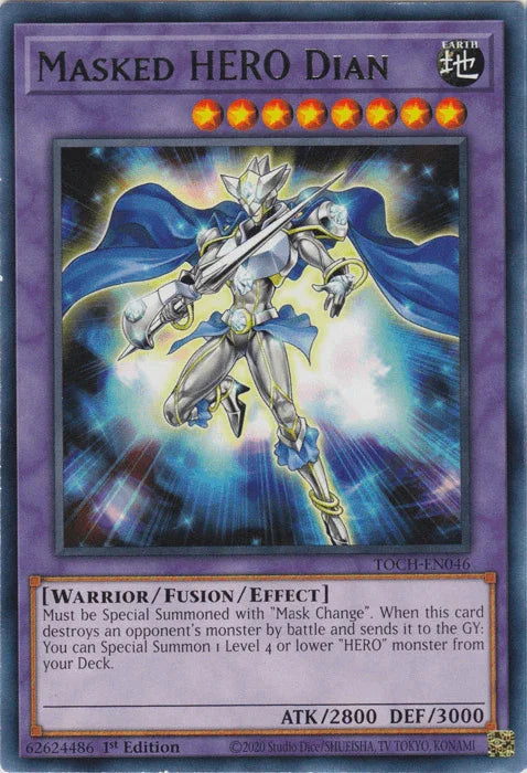 1st Edition, Earth, Fusion/Effect Monster, Rare, Toon Chaos, Unlimited, Warrior Masked Hero Dian [TOCH-EN046] Rare - Trading Card World