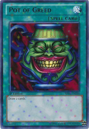 1st Edition, Battle Pack: Epic Dawn, Normal Spell, Spell, Starfoil Rare, Unlimited Pot of Greed [BP01-EN034] Starfoil Rare - Trading Card World