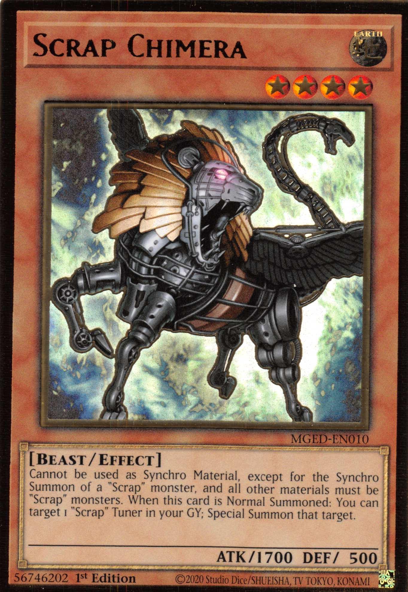 1st Edition, Beast, Earth, Effect Monster, Gold Rare, Maximum Gold: El Dorado Scrap Chimera [MGED-EN010] Gold Rare - Trading Card World