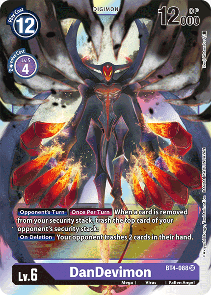 BT4-088, Digimon, Fallen Angel, Great Legend, Mega, Purple, Super Rare, Virus DanDevimon [BT4-088] [Great Legend] - Trading Card World