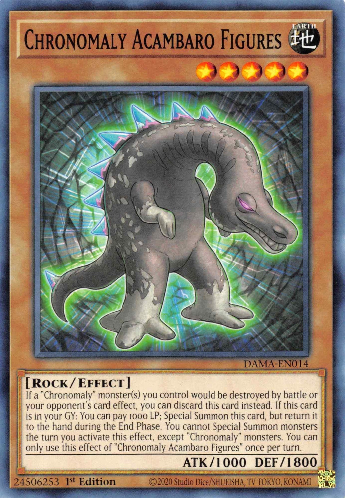1st Edition, Common, Dawn of Majesty, Earth, Effect Monster, Rock Chronomaly Acambaro Figures [DAMA-EN014] Common - Trading Card World