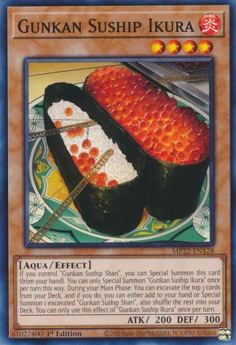 1st Edition, 2022 Tin of the Pharaoh's Gods, Aqua, Common, Effect Monster, Fire Gunkan Suship Ikura [MP22-EN128] Common - Trading Card World