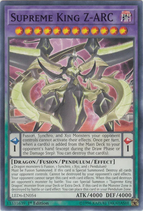 1st Edition, Common, Dark, Dragon, Fusion/Pendulum/Effect Monster, Legendary Duelists: Magical Hero, Unlimited Supreme King Z-ARC [LED6-EN054] Common - Trading Card World