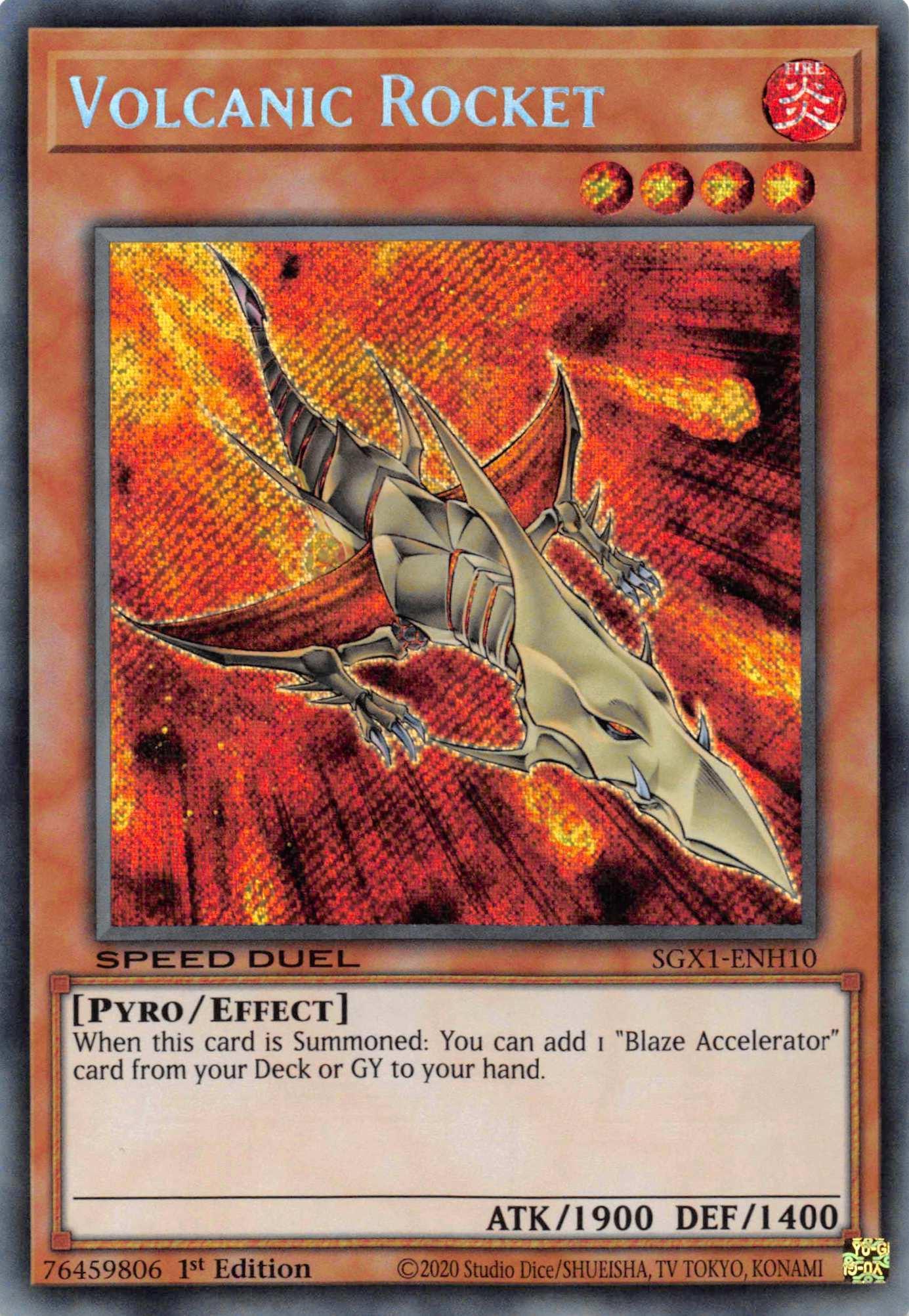1st Edition, Effect Monster, Fire, Pyro, Secret Rare, Speed Duel GX: Duel Academy Box Volcanic Rocket [SGX1-ENH10] Secret Rare - Trading Card World