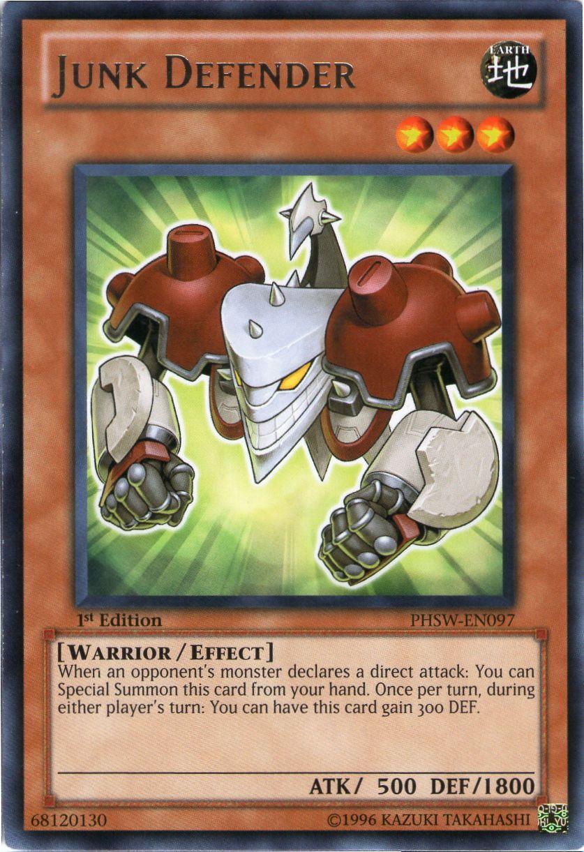 1st Edition, Earth, Effect Monster, Photon Shockwave, Rare, Unlimited, Warrior Junk Defender [PHSW-EN097] Rare - Trading Card World
