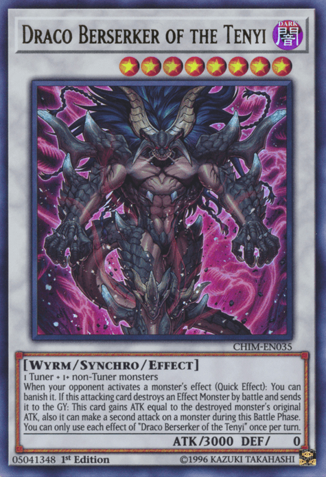 1st Edition, Chaos Impact, Dark, Synchro/Effect Monster, Ultra Rare, Unlimited, Wyrm Draco Berserker of the Tenyi [CHIM-EN035] Ultra Rare - Trading Card World