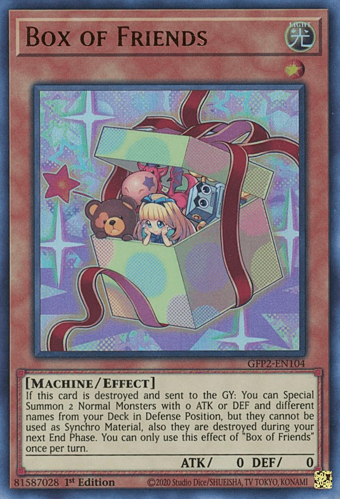 1st Edition, Effect Monster, Ghosts From the Past: The 2nd Haunting, Light, Machine, Ultra Rare Box of Friends [GFP2-EN104] Ultra Rare - Trading Card World