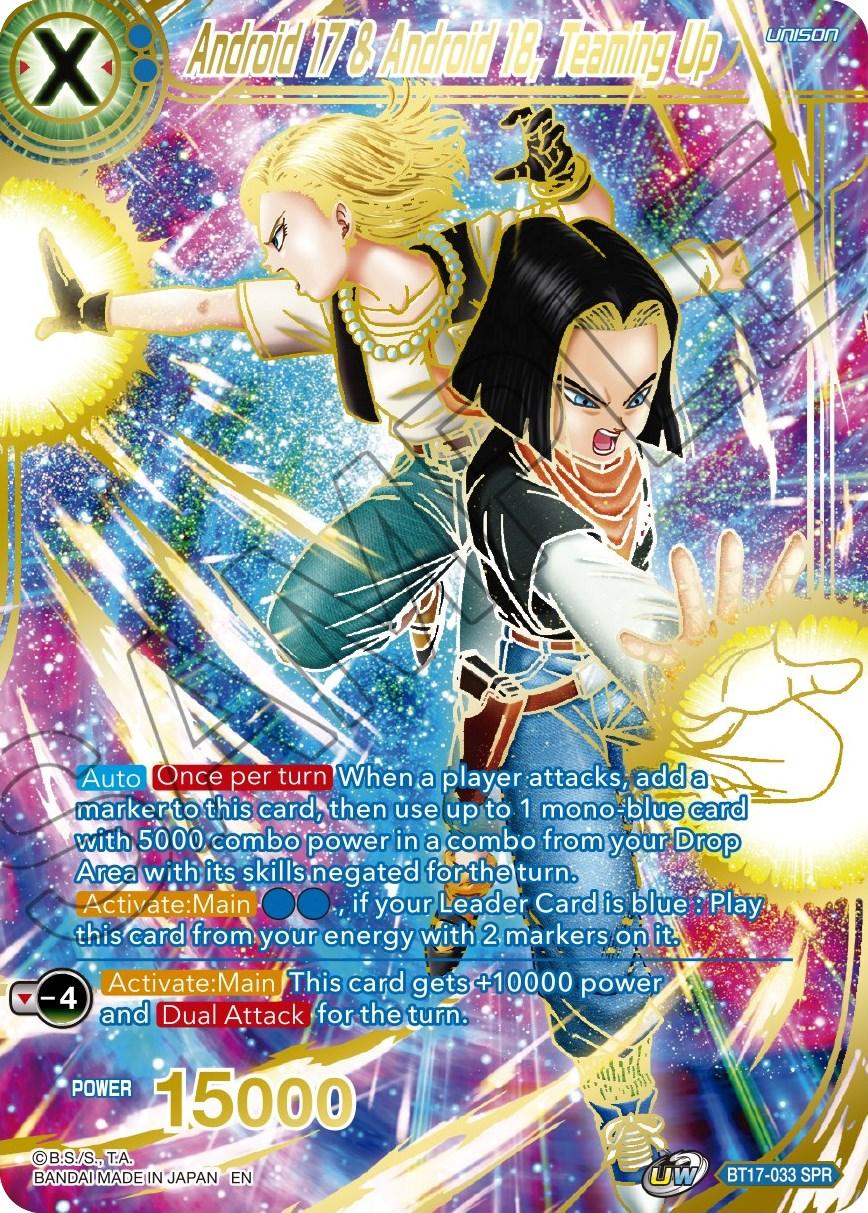 Blue, BT17-033, Parallel Foil, Special Rare, Ultimate Squad, Unison Android 17 & Android 18, Teaming Up (SPR) (BT17-033) [Ultimate Squad] - Trading Card World