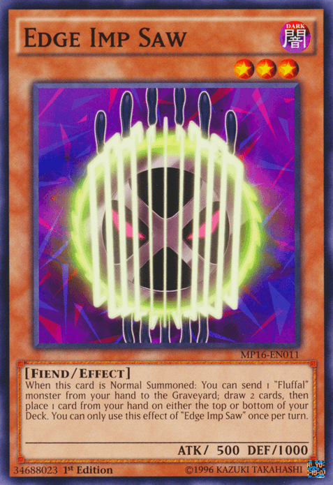1st Edition, 2016 Mega-Tins Mega Pack, Common, Dark, Effect Monster, Fiend, Unlimited Edge Imp Saw [MP16-EN011] Common - Trading Card World