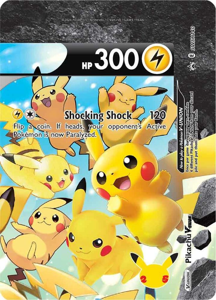 Promo, Sword & Shield: Black Star Promos, SWSH140 Pikachu V-UNION (SWSH140) (Celebrations) [Sword & Shield: Black Star Promos] - Trading Card World