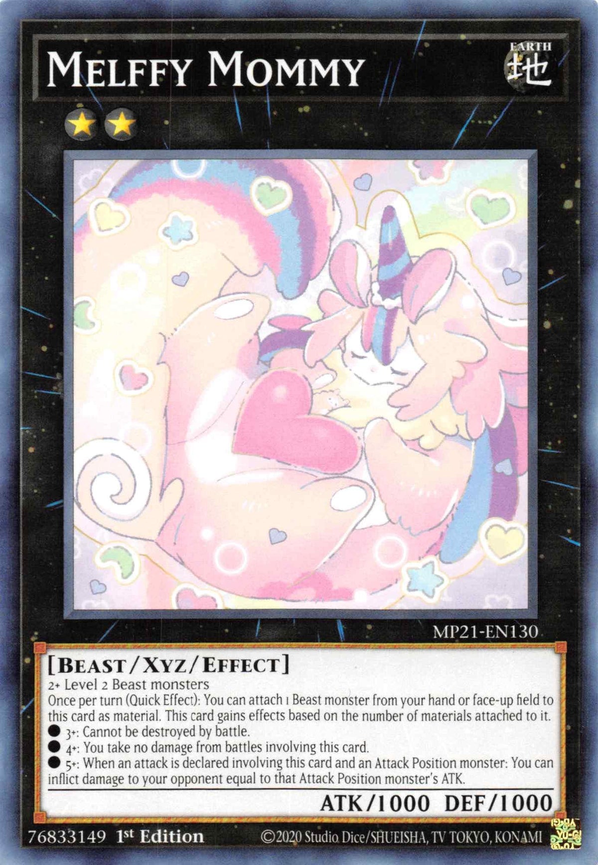 1st Edition, 2021 Tin of Ancient Battles, Beast, Common, Earth, Xyz/Effect Monster Melffy Mommy [MP21-EN130] Common - Trading Card World