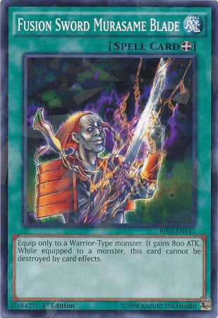 1st Edition, Battle Pack 3: Monster League, Equip Spell, Shatterfoil Rare, Spell Fusion Sword Murasame Blade [BP03-EN143] Shatterfoil Rare - Trading Card World