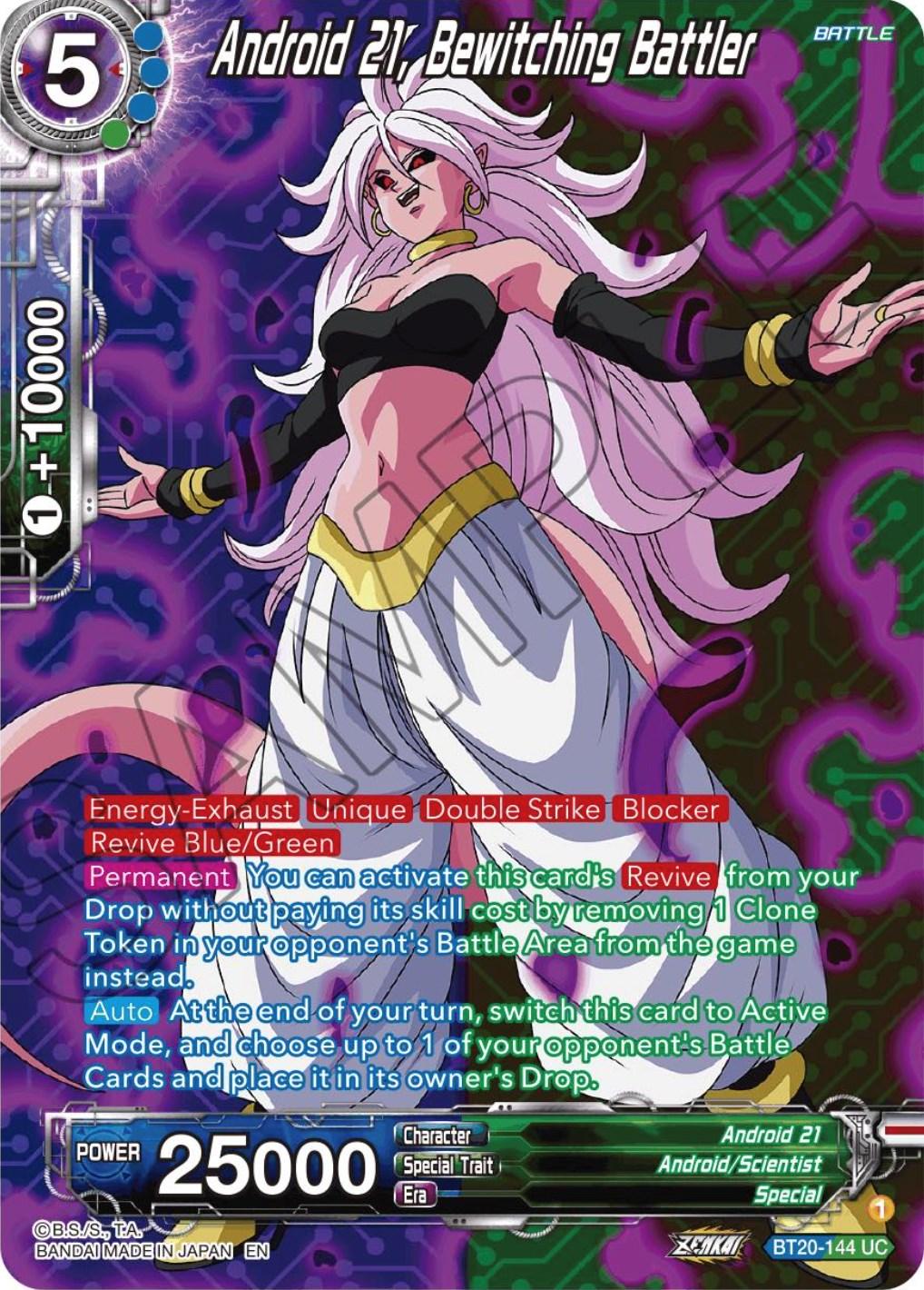 Android 21, Android/Scientist, Battle, Blue;Green, BT20-144, Parallel Foil, Power Absorbed, Special, Uncommon Android 21, Bewitching Battler (Silver Foil) (BT20-144) [Power Absorbed] - Trading Card World