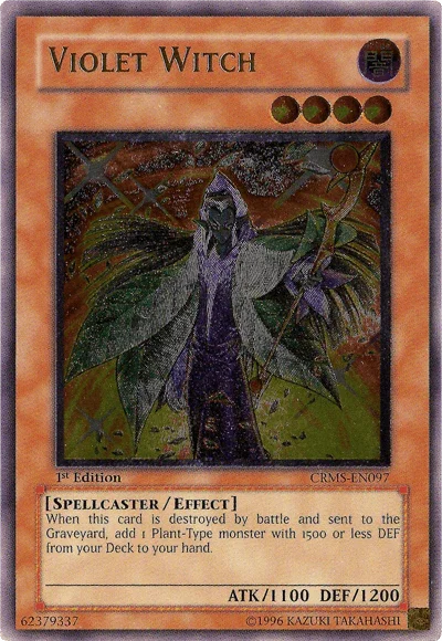 1st Edition, Crimson Crisis, Dark, Effect Monster, Spellcaster, Ultimate Rare, Unlimited Violet Witch [CRMS-EN097] Ultimate Rare - Trading Card World