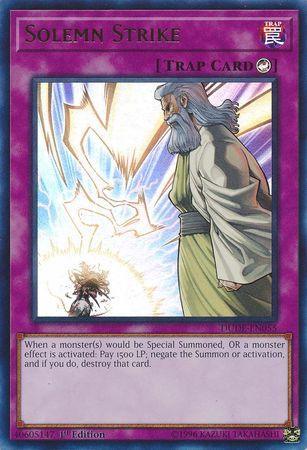 1st Edition, Counter Trap, Duel Devastator, Trap, Ultra Rare Solemn Strike [DUDE-EN055] Ultra Rare - Trading Card World