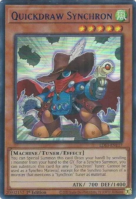 1st Edition, Legendary Duelists: Season 3, Machine, Tuner/Effect Monster, Ultra Rare, Wind Quickdraw Synchron (Blue) [LDS3-EN117] Ultra Rare - Trading Card World