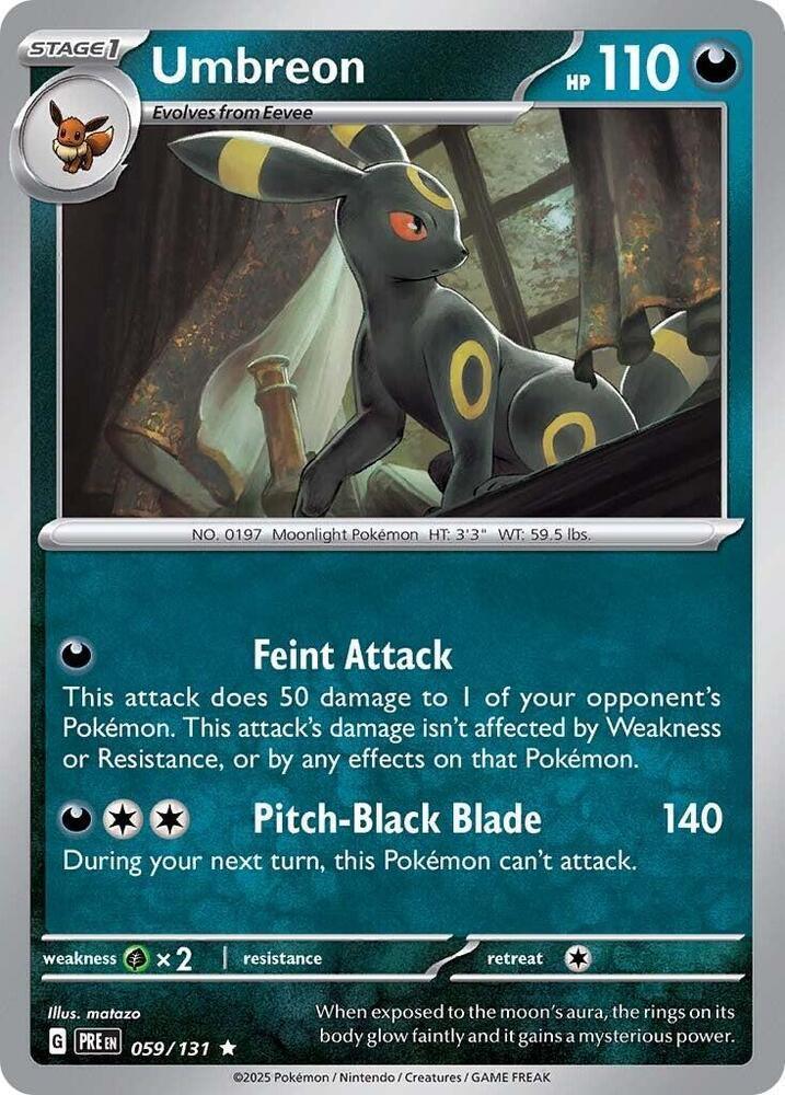 059, Darkness, Grass [x2], Holofoil, Rare, Reverse Holofoil, Scarlet & Violet: Prismatic Evolutions Umbreon (059/131) [Scarlet & Violet: Prismatic Evolutions] - Trading Card World