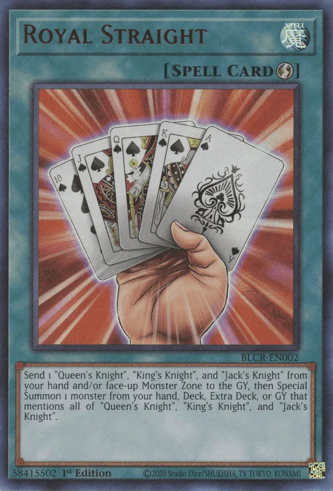 1st Edition, Battles of Legend: Crystal Revenge, Quick-Play Spell, Spell, Ultra Rare Royal Straight [BLCR-EN002] Ultra Rare - Trading Card World