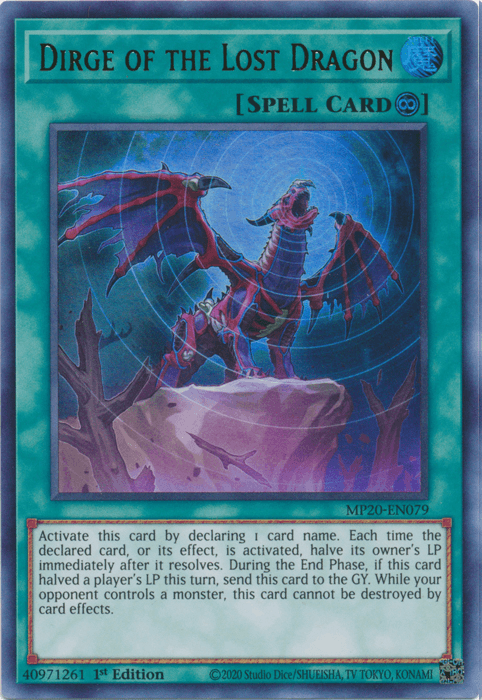 1st Edition, 2020 Tin of Lost Memories, Continuous Spell, Spell, Ultra Rare Dirge of the Lost Dragon [MP20-EN079] Ultra Rare - Trading Card World