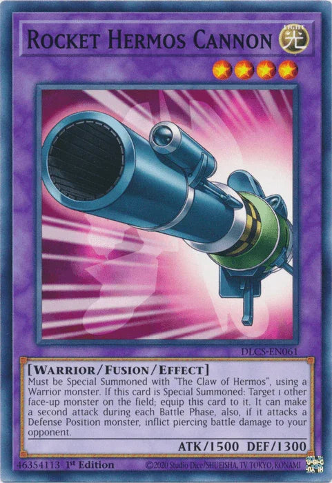 1st Edition, Common, Dragons of Legend: The Complete Series, Fusion/Effect Monster, Light, Warrior Rocket Hermos Cannon [DLCS-EN061] Common - Trading Card World