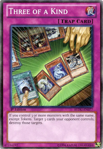 1st Edition, Common, Normal Trap, Return of the Duelist, Trap, Unlimited Three of a Kind [REDU-EN077] Common - Trading Card World