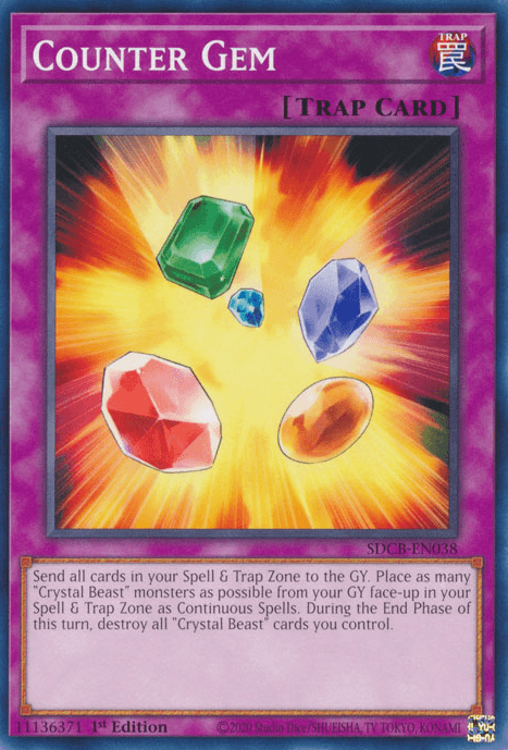 1st Edition, Common, Normal Trap, Structure Deck: Legend of the Crystal Beasts, Trap Counter Gem [SDCB-EN038] Common - Trading Card World