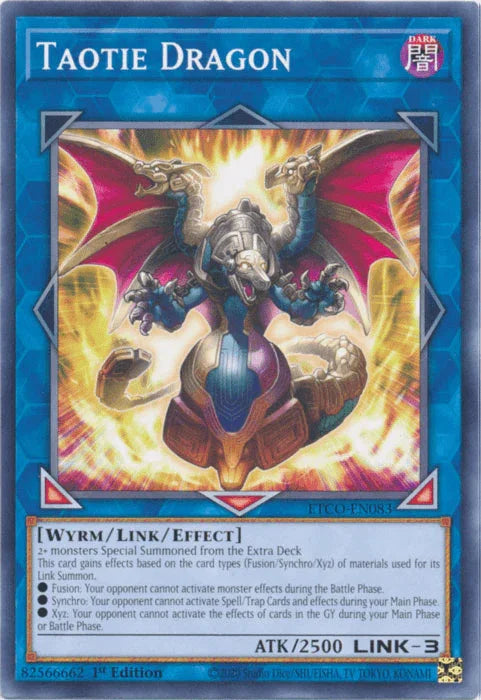 1st Edition, Common, Dark, Eternity Code, Link/Effect Monster, Wyrm Taotie Dragon [ETCO-EN083] Common - Trading Card World