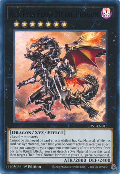 1st Edition, Dark, Dragon, Legendary Duelists: Season 1, Ultra Rare, Xyz/Effect Monster Red-Eyes Flare Metal Dragon (Purple) [LDS1-EN015] Ultra Rare - Trading Card World