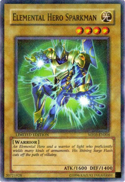 Light, Limited, Mattel Action Figure Promos: Series 3, Normal Monster, Parallel Rare, Warrior Elemental Hero Sparkman [MF03-EN004] Parallel Rare - Trading Card World