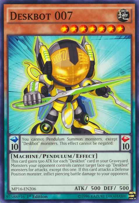 1st Edition, 2016 Mega-Tins Mega Pack, Common, Earth, Machine, Pendulum/Effect Monster, Unlimited Deskbot 007 [MP16-EN206] Common - Trading Card World
