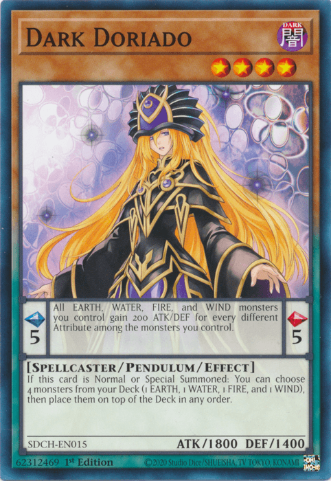 1st Edition, Common, Dark, Pendulum/Effect Monster, Spellcaster, Structure Deck: Spirit Charmers Dark Doriado [SDCH-EN015] Common - Trading Card World