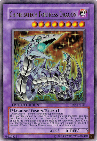 Dark, Fusion/Effect Monster, Limited, Machine, Shonen Jump Magazine Promos, Ultra Rare Chimeratech Fortress Dragon [JUMP-EN031] Ultra Rare - Trading Card World