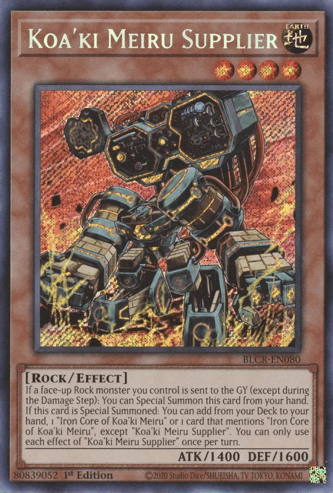 1st Edition, Battles of Legend: Crystal Revenge, Earth, Effect Monster, Rock, Secret Rare Koa'ki Meiru Supplier [BLCR-EN080] Secret Rare - Trading Card World