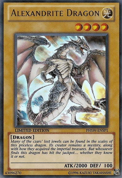 Dragon, Light, Limited, Normal Monster, Photon Shockwave, Ultra Rare Alexandrite Dragon [PHSW-ENSP1] Ultra Rare - Trading Card World
