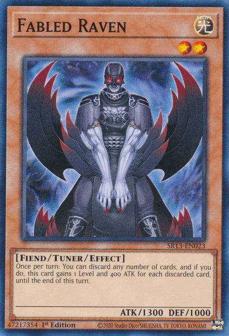 1st Edition, Common, Fiend, Light, Structure Deck: Dark World, Tuner/Effect Monster Fabled Raven [SR13-EN023] Common - Trading Card World