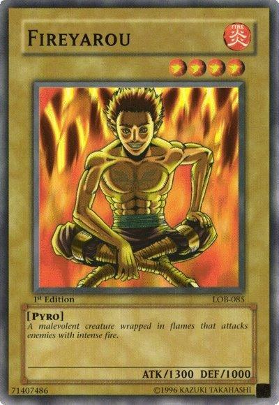 1st Edition, Common, Fire, Normal Monster, Pyro, The Legend of Blue Eyes White Dragon, Unlimited Fireyarou [LOB-085] Common - Trading Card World