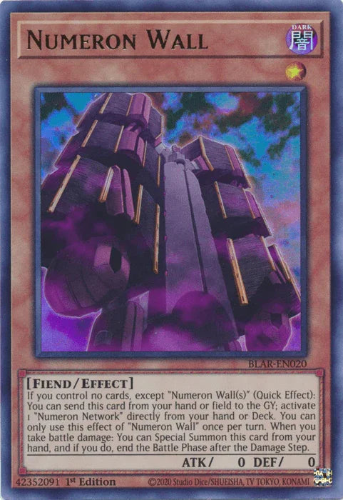 1st Edition, Battles of Legend: Armageddon, Dark, Effect Monster, Fiend, Ultra Rare Numeron Wall [BLAR-EN020] Ultra Rare - Trading Card World