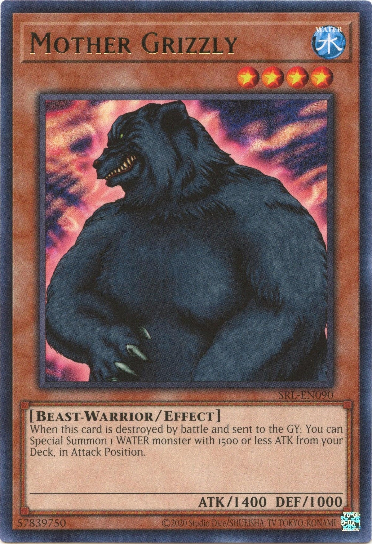 Beast-Warrior, Effect Monster, Rare, Spell Ruler (25th Anniversary Edition), Unlimited, Water Mother Grizzly (25th Anniversary) [SRL-EN090] Rare - Trading Card World