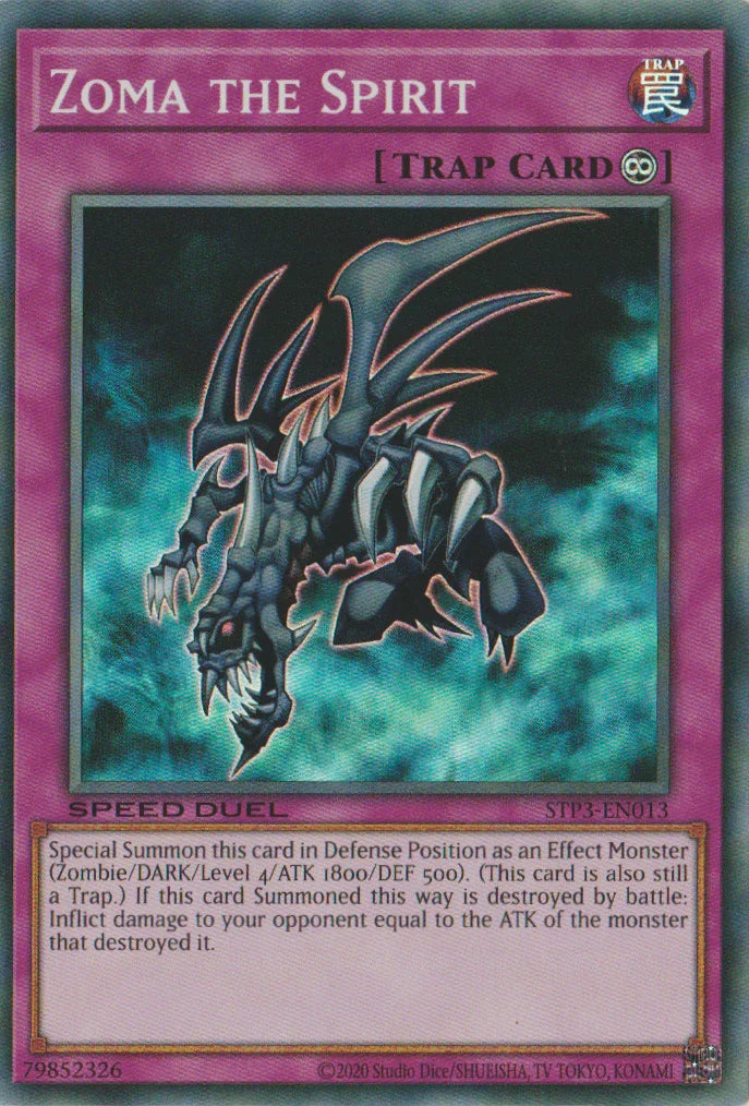 Continuous Trap, Speed Duel: Tournament Pack 3, Super Rare, Trap, Unlimited Zoma the Spirit [STP3-EN013] Super Rare - Trading Card World